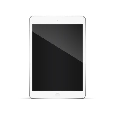 gerçekçi tablet pc bilgisayar üzerinde beyaz izole boş bir ekran ile