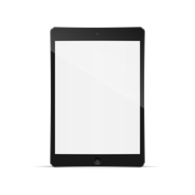 gerçekçi tablet pc bilgisayar üzerinde beyaz izole boş bir ekran ile