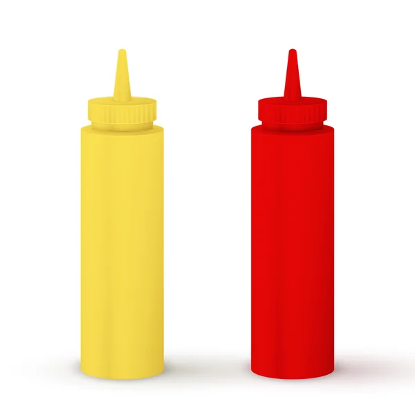 Garrafas de ketchup e mostarda — Vetor de Stock