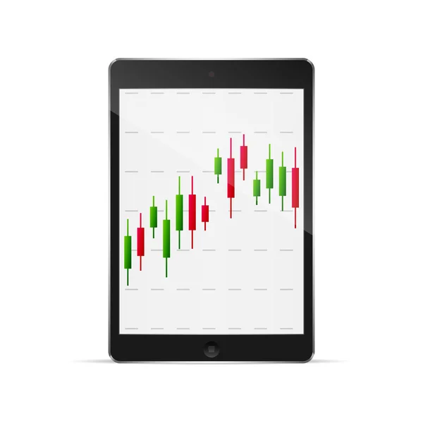 Tablet s grafem forex na ploše. — Stockový vektor