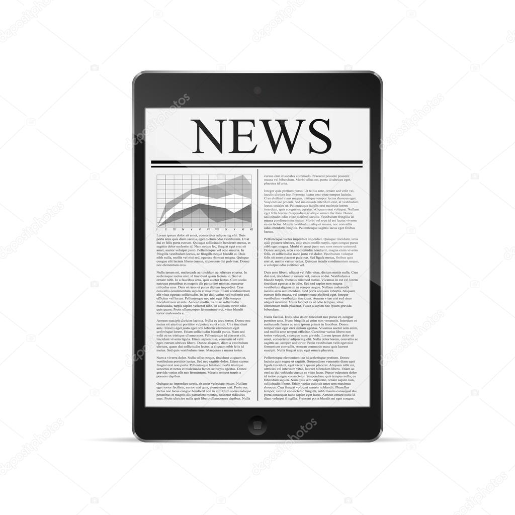 tablet with news article on screen