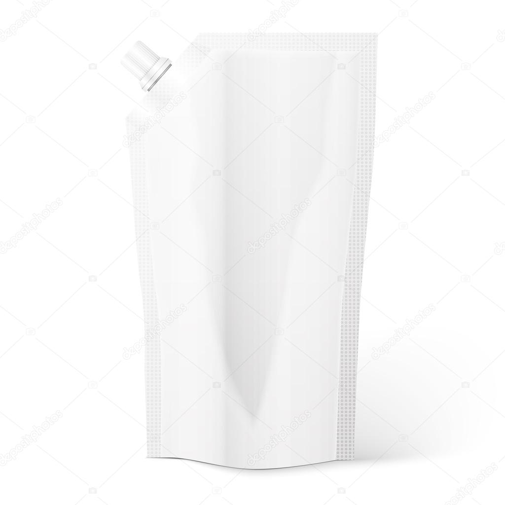 Blank spout pouch, bag foil or plastic packaging.