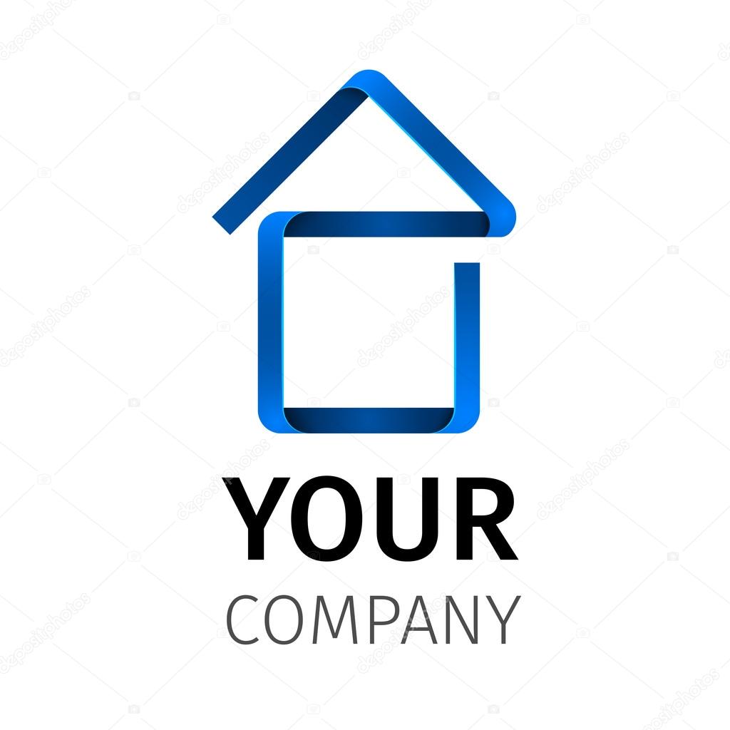 Abstact ribbon Logo template.Corporate icon such as logotype.house