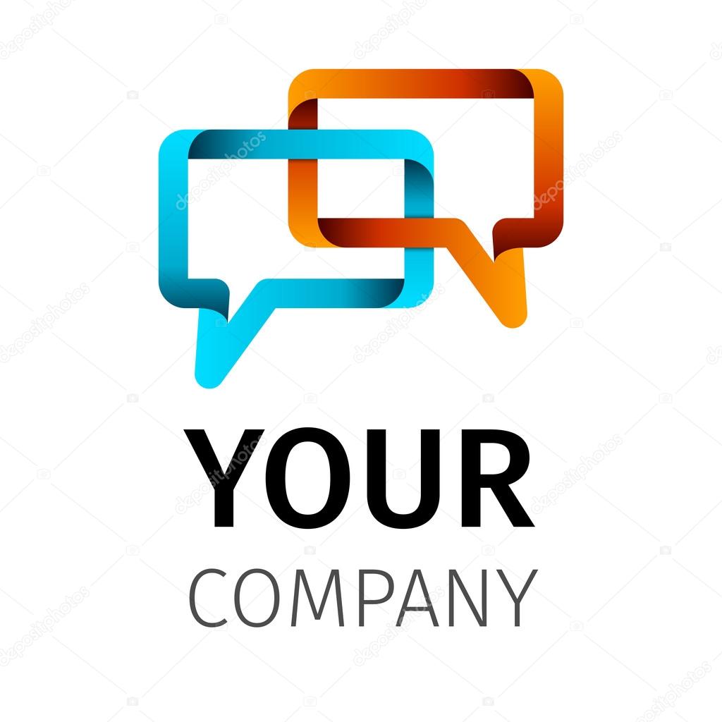 Tape shape talking bubble symbol vector icon logo