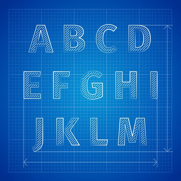 Blueprint font — Stock Vector