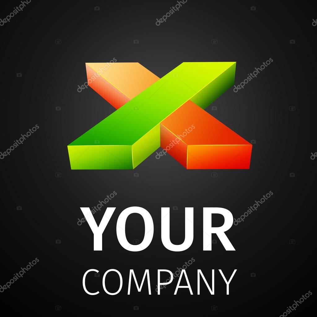 Vector graphic elegant symbol in two colors, Letter X