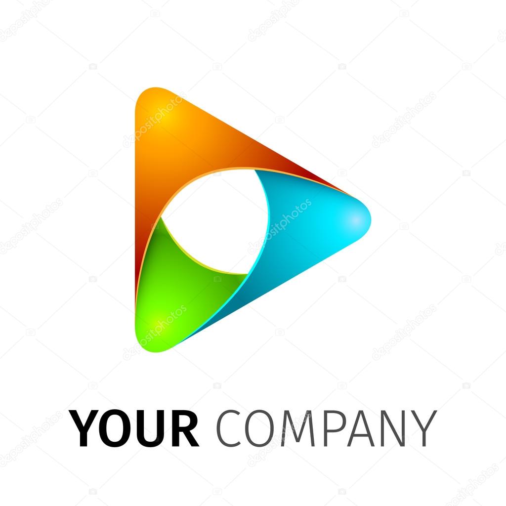 Abstract colorful vector play logotype on a white background, excellent vector illustration, EPS 10