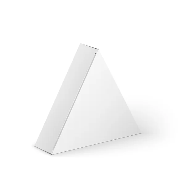 Άσπρο προϊόν τρίγωνο πακέτο κουτί χλεύη επάνω πρότυπο — Διανυσματικό Αρχείο
