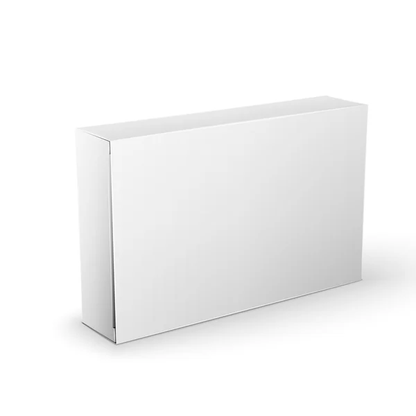 Scatola bianca del pacchetto del prodotto modello finto — Vettoriale Stock