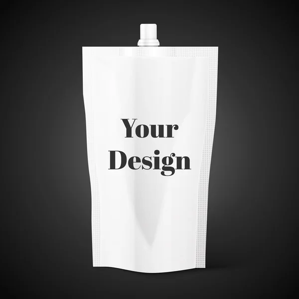 Bolsa de canalón en blanco, papel de bolsa o envases de plástico — Vector de stock