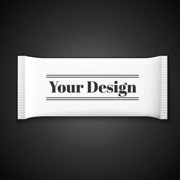 Blank white plastic sachet for medicine, condoms, drugs, coffee, sugar, salt, spices — Stock Vector