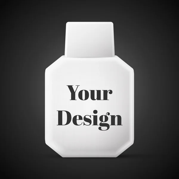 Parfum cosmétique, déodorant, rafraîchissant ou médicaments antiseptiques médicaux Bouteille en plastique carrée blanche — Image vectorielle