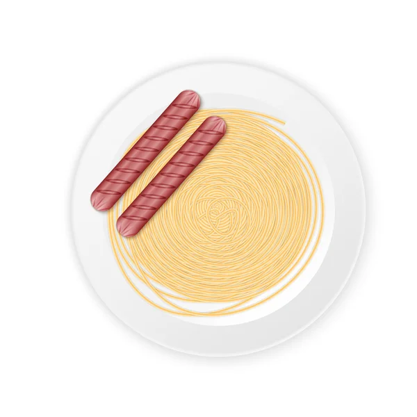 ソーセージのスパゲッティ クリーム ソース — ストックベクタ