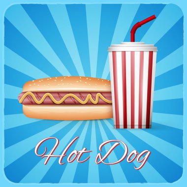 Vintage hotdog poster tasarımı