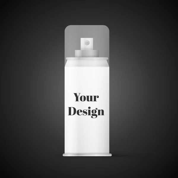 Frasco de metal branco com tampa de pulverizador para cosmético, perfume, desodorizante ou ambientador — Vetor de Stock