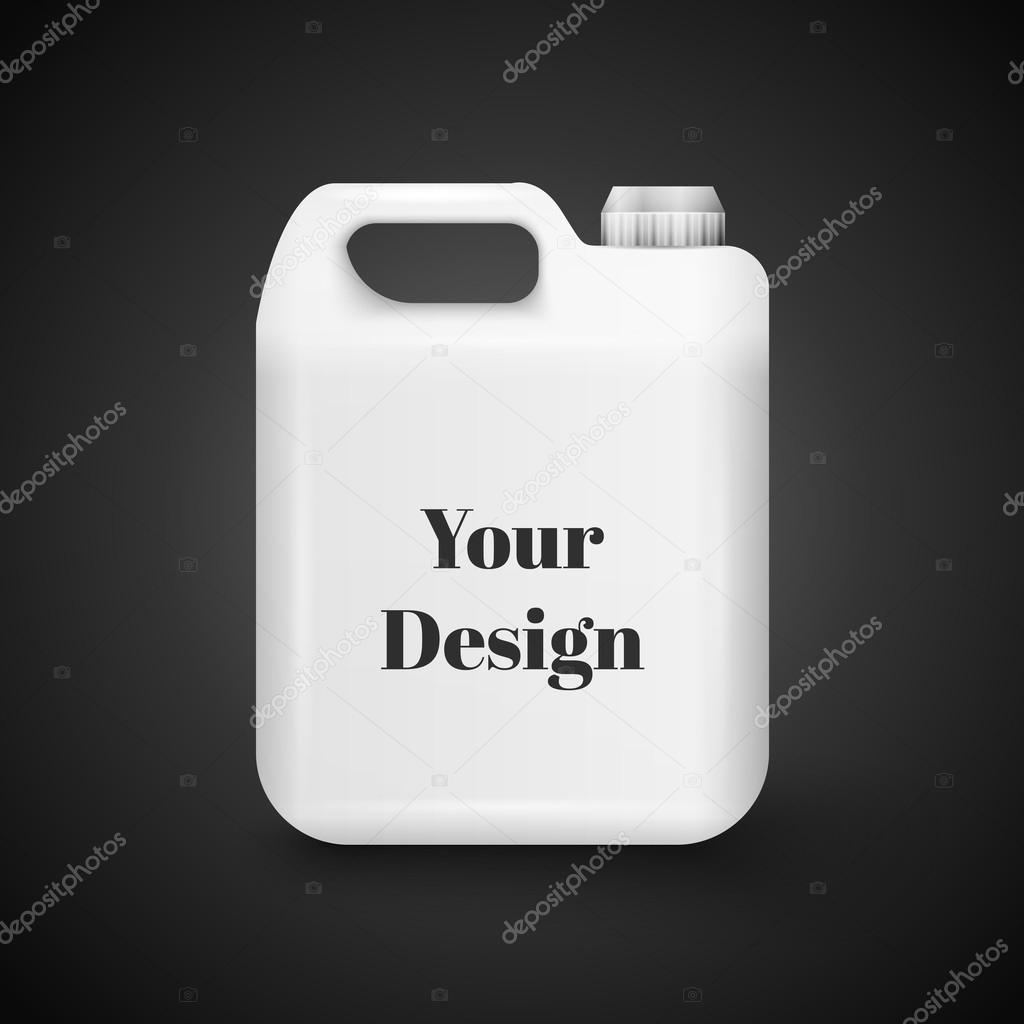 Plastic Jerrycan Oil, Cleanser, Detergent, Abstergent, Liquid Soap, Milk, Juice On White Background Isolated