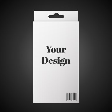 Beyaz paket kutu illüstrasyon izole siyah arka plan üzerine. Ürün Ambalaj vektör