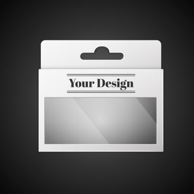 Beyaz paket kutu illüstrasyon izole siyah arka plan üzerine. Ürün Ambalaj vektör