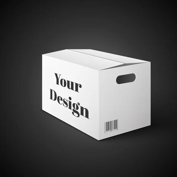 Weiße Verpackung Box Illustration isoliert auf schwarzem Hintergrund. Produktverpackungsvektor — Stockvektor