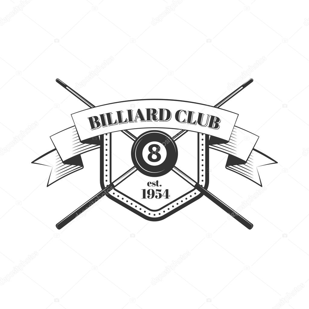 Billiards and snooker sports emblem with text for sporting logo and leisure design