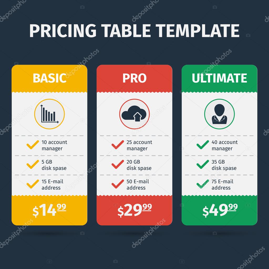 Vector pricing table template