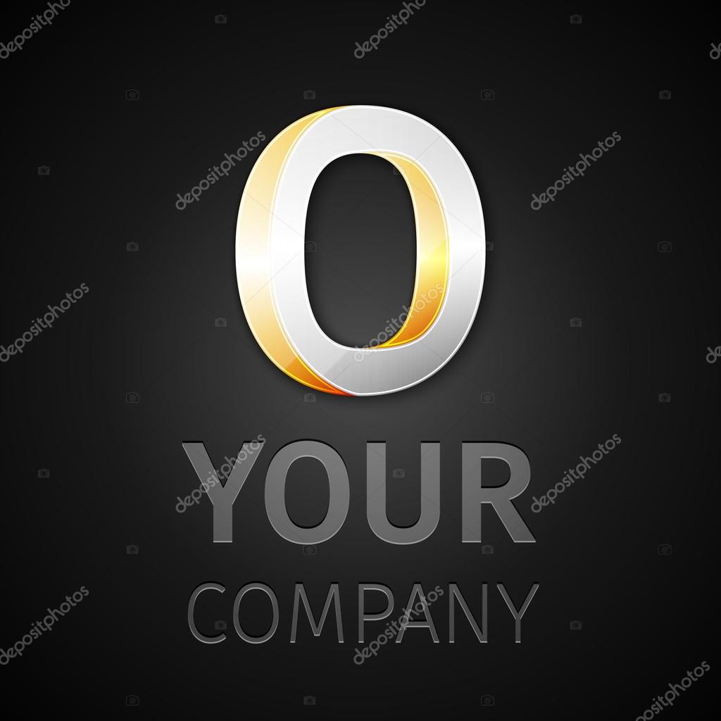 Vector graphic elegant silver and gold impossible font, symbol, alphabet, Letter O