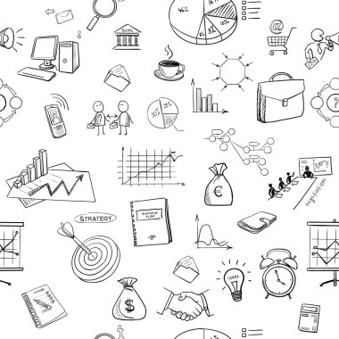 el doodle iş finanse öğeleri desen çizmek