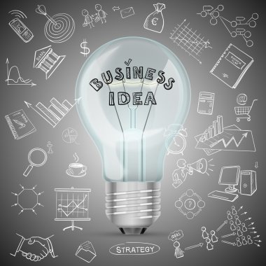 iş başarı strateji planı fikri çizim ile ampul