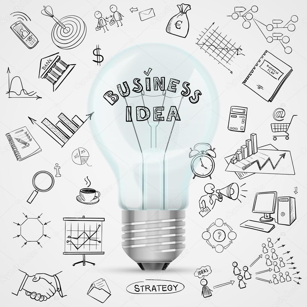 bulb with drawing business success strategy plan idea