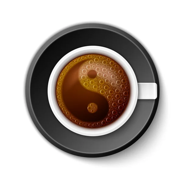 咖啡杯与阴阳符号 — 图库矢量图片
