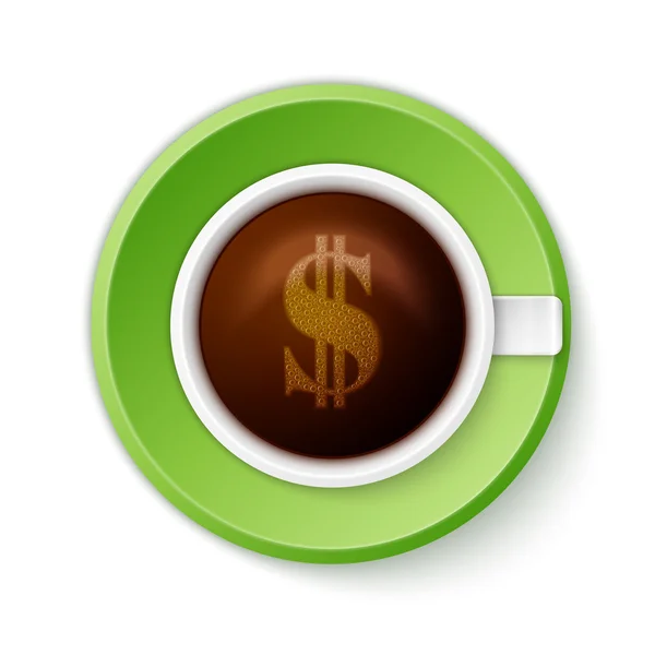 Tasse de café avec symbole dollar — Image vectorielle