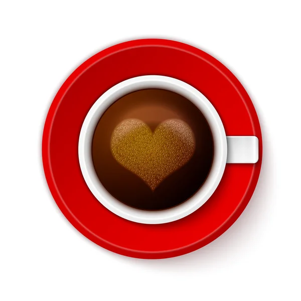 Taza de café con corazón — Vector de stock