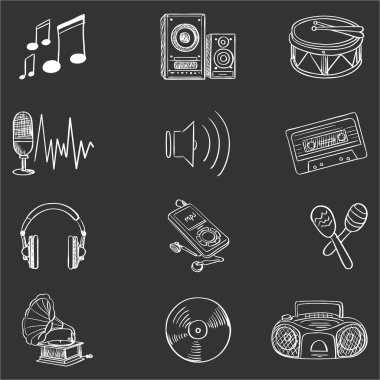 elle çizilmiş müzik Icon set