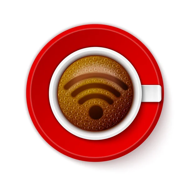 Tazza di caffè con Simbolo Wi-Fi — Vettoriale Stock