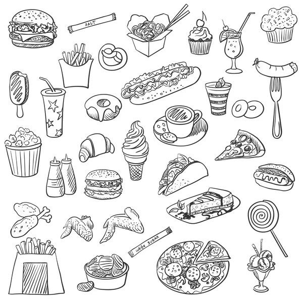 Garabato icono de comida rápida — Vector de stock