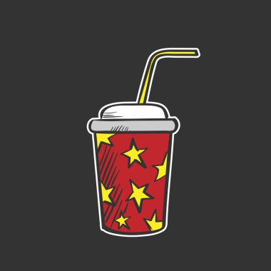 Renkli soda çeşme içki doodle çizim