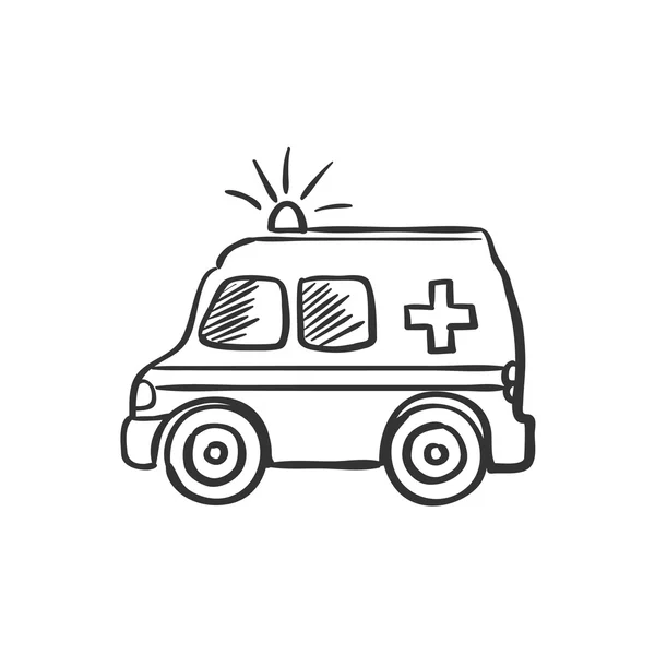 Ambulancia garabato dibujo — Vector de stock