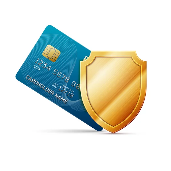 Creditcard met schild — Stockvector