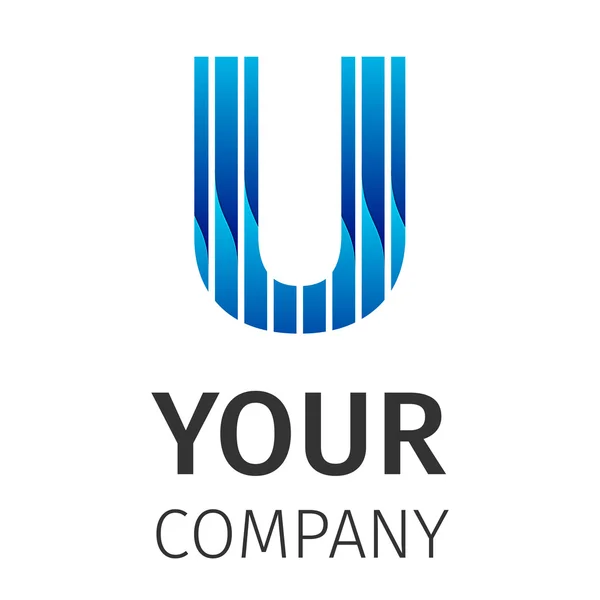 Abstrakt blå logotyp U — Stock vektor
