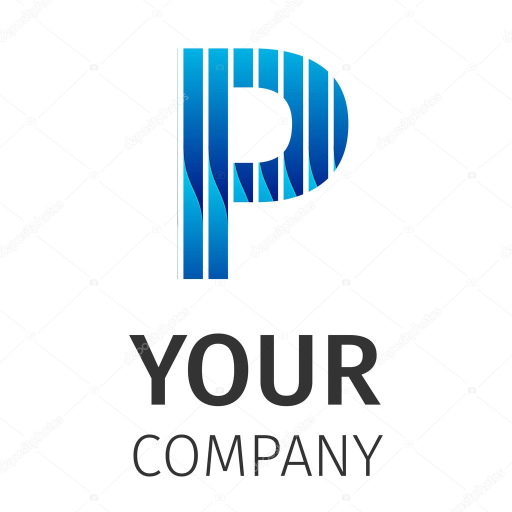 Vector graphic elegant impossible alphabet symbol on a white background . Blue letter P. Corporate company identity