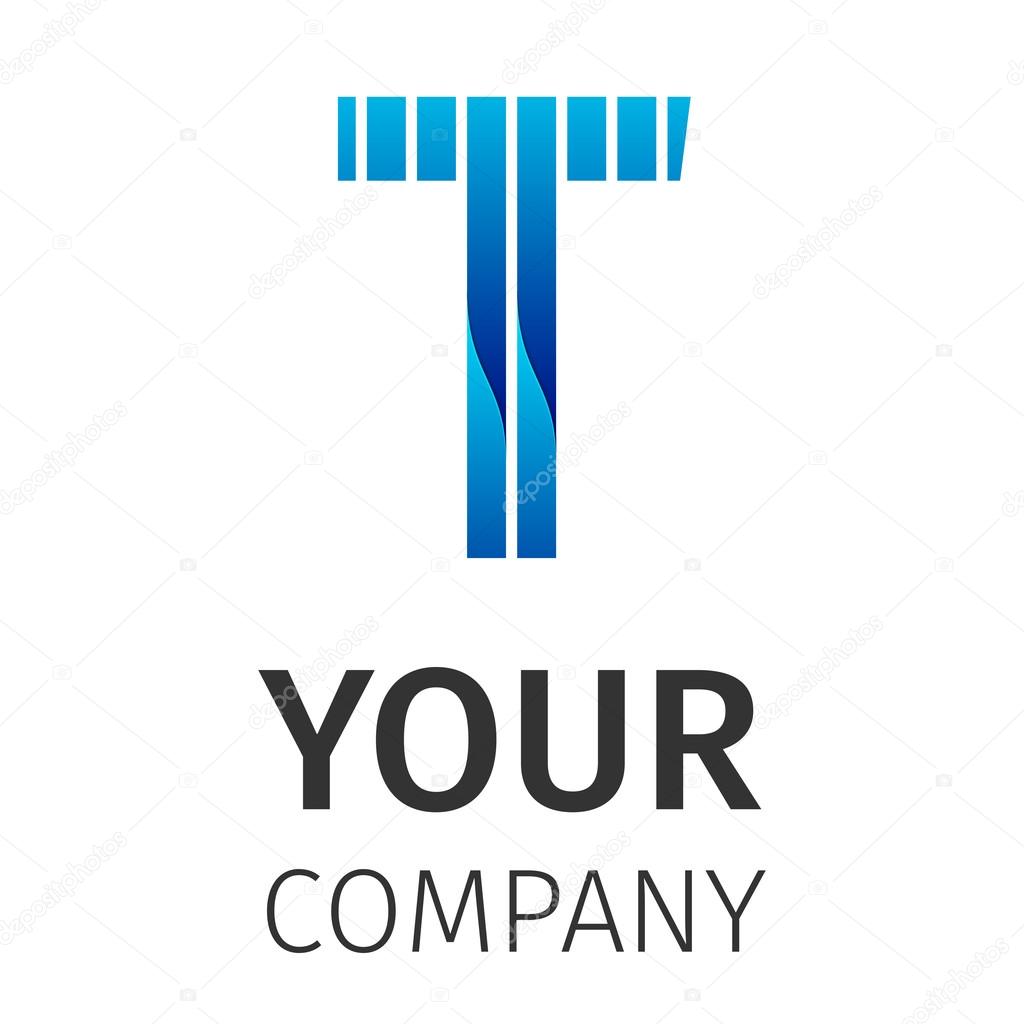 Vector graphic elegant impossible alphabet symbol on a white background . Blue letter T. Corporate company identity