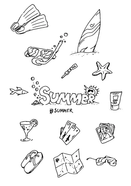 Szörfözés keze felhívni doodles — Stock Vector