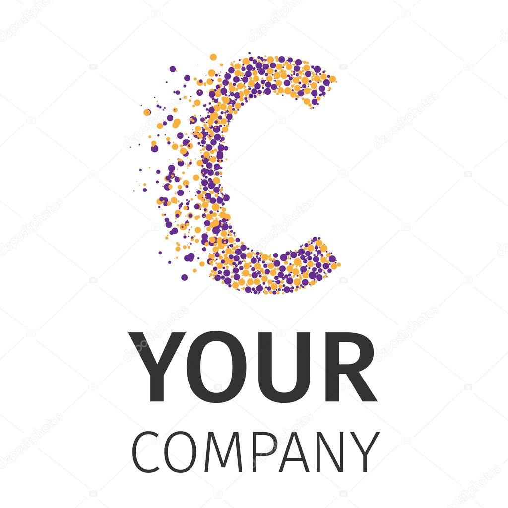 Letter C logo. Alphabet particles logotype vector design. Excellent vector illustration, EPS 10