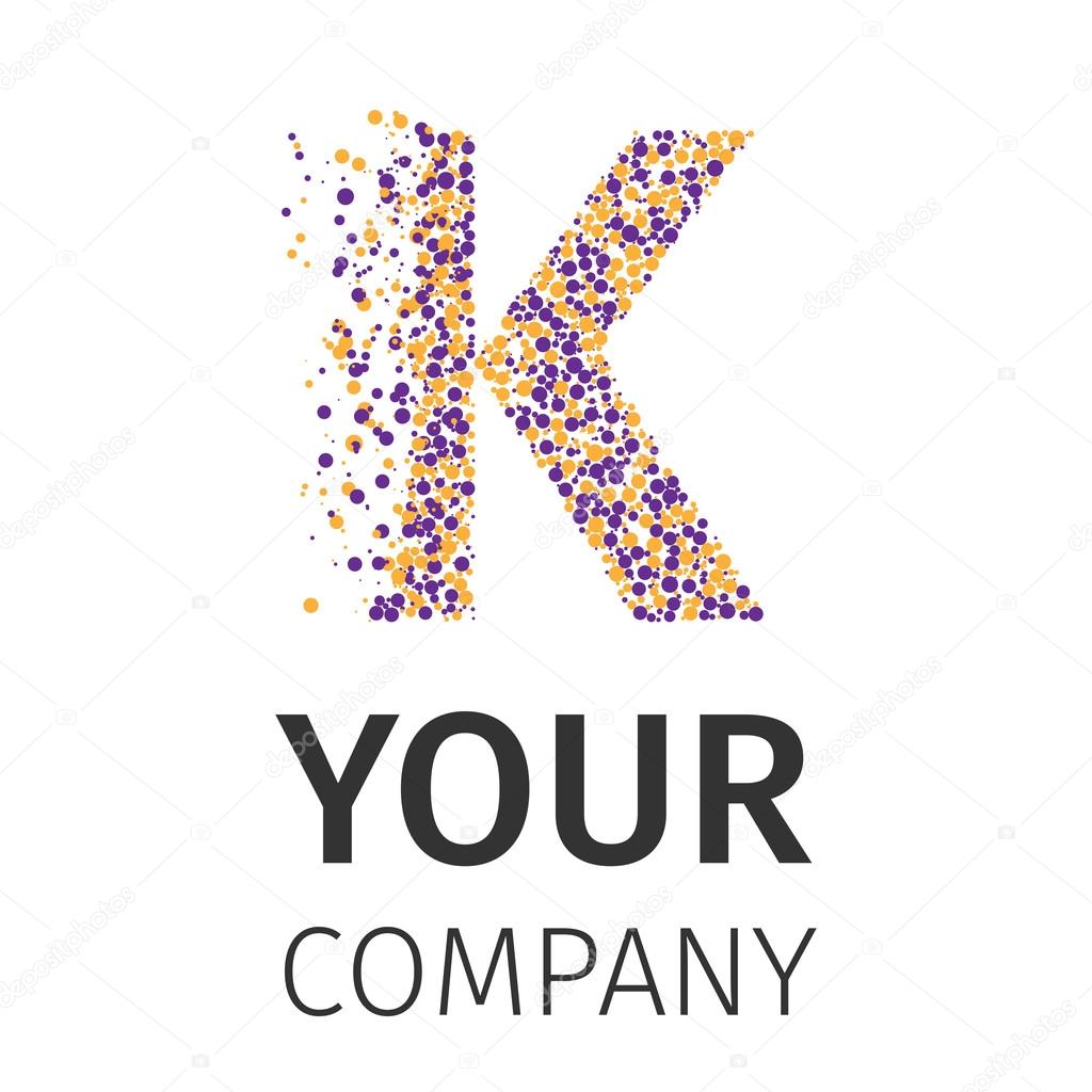 Letter K logo. Alphabet particles logotype vector design. Excellent vector illustration, EPS 10