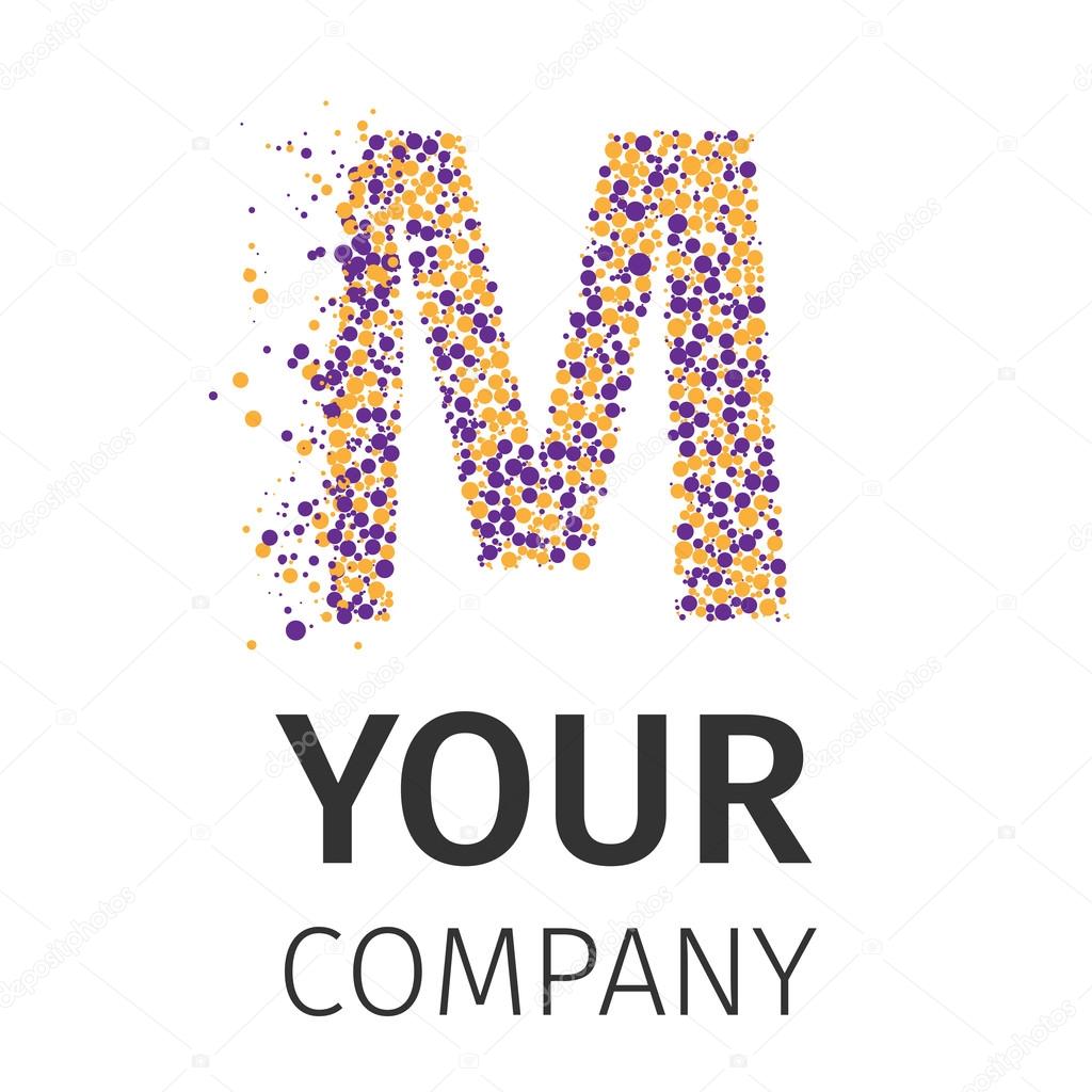 Letter M logo. Alphabet particles logotype vector design. Excellent vector illustration, EPS 10