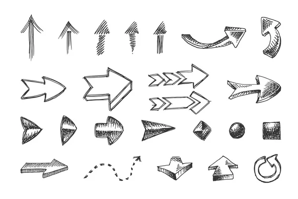 Hand getrokken pijlen icons set — Stockvector