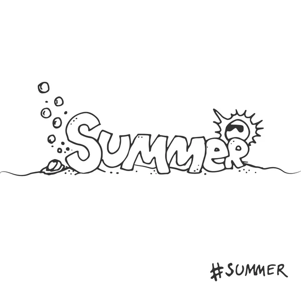 Hand drawn graphical lettering summer — Stock Vector