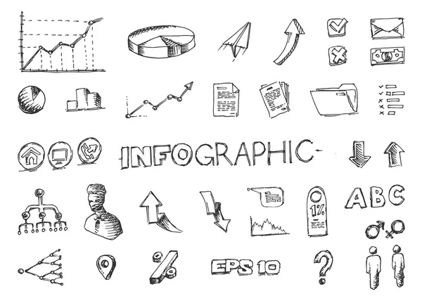 Elementi infografici disegnati a mano — Vettoriale Stock