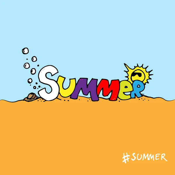 Colored Hand drawn graphical lettering summer — Stock Vector
