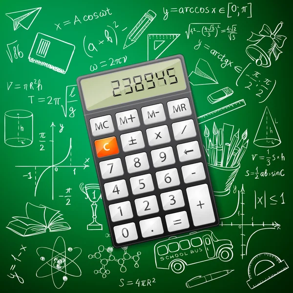 Matematika ruka kreslení s kalkulačkou — Stockový vektor